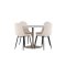 Lycke Essgruppe Tisch Ø110cm und 4 Velours Stühle beige.