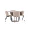 Lycke Essgruppe Tisch Ø110cm und 4 Boucle Stühle beige.