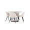 Lycke Essgruppe Tisch Ø110cm und 4 Velours Stühle beige.