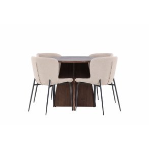 Bootcut Essgruppe Tisch Ø110cm und 4 Boucle Stühle mocca.