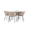 Plaza Essgruppe Tisch Ø120cm und 4 Stühle mit Armlehnen beige.