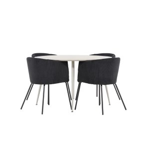 Plaza Essgruppe Tisch Ø120cm und 4 Flöhl Stühle mit Armlehnen beige.