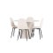 Olivia Essgruppe Tisch Ø110cm und 4 Velours Stühle beige.