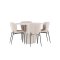Olivia Essgruppe Tisch Ø110cm und 4 Boucle Stühle beige.