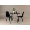 Polar spisegrupper bord 75x75cm og 2 velour stoler svart.