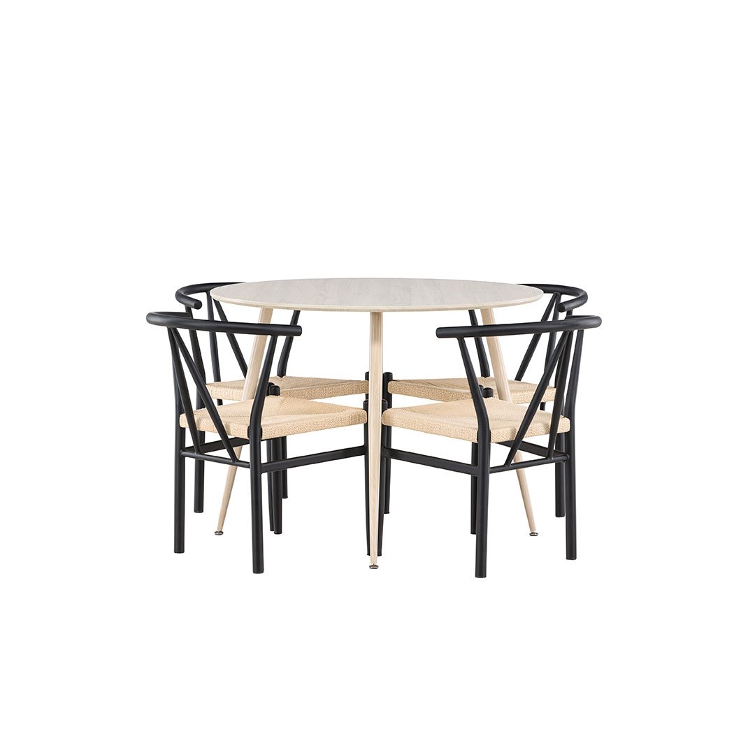 Plaza spisegrupper bord Ø100cm og 4 stoler med armlene stabelbar ...