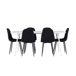 Silar Essgruppe Tisch 90x180cm und 6 Teddy Stühle weiß.