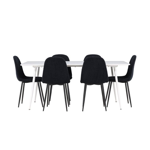 Silar Essgruppe Tisch 90x180cm und 6 Teddy Stühle weiß.