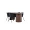H�r�n eethoek tafel 90x200cm en 4 fluwelen stoelen met armleuningen mocca.