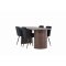 H�r�n eethoek tafel 90x200cm en 4 velours stoelen mocca.