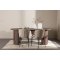 H�r�n eethoek tafel 90x200cm en 4 boucl� stoelen mocca.