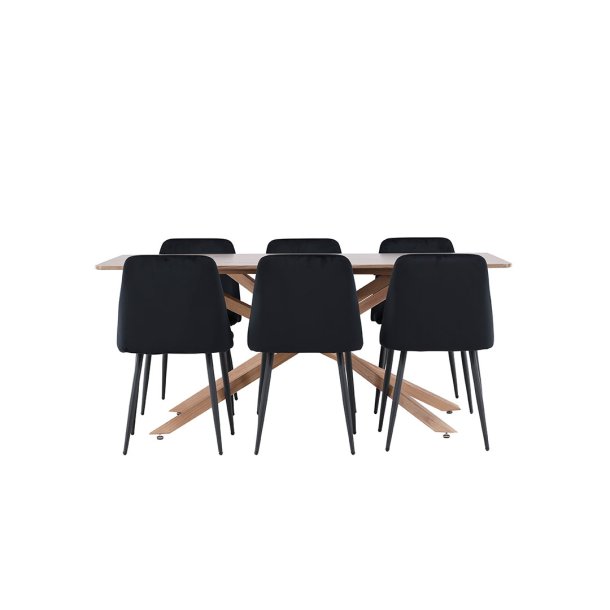 Piazza Essgruppe Tisch 90x180cm und 6 Velours Stühle mocca.