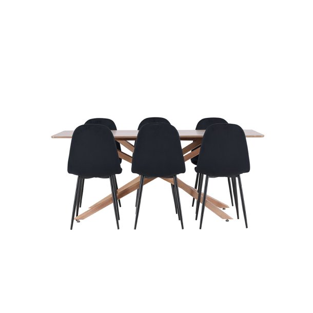 Piazza Essgruppe Tisch 90x180cm und 6 Velours Stühle mocca.