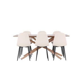 Piazza Essgruppe Tisch 90x180cm und 6 Velours Stühle mocca.