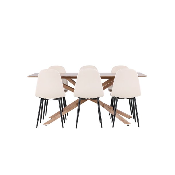 Piazza Essgruppe Tisch 90x180cm und 6 Velours Stühle mocca.