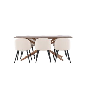 Piazza Essgruppe Tisch 90x180cm und 6 Velours Stühle mocca.