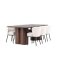 Olivia eethoek tafel 100x210cm en 6 boucl� stoelen mocca.
