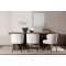 Olivia eethoek tafel 100x210cm en 6 boucl� stoelen mocca.