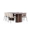 Olivia eethoek tafel 100x210cm en 6 boucl� stoelen mocca.