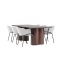 Olivia eethoek tafel 100x210cm en 6 velours stoelen met armleuningen mocca.