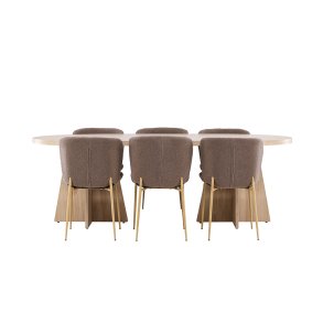 Bootcut Essgruppe Tisch 115x230cm und 6 Teddy Stühle natur.