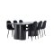 Olivia Essgruppe Tisch 100x210cm und 6 Teddy St�hle schwarz.