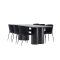 Olivia ensemble pour salle à manger table 100x210cm et 6 chaises teddy noir.