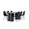 Olivia spisebordss�t bord 100x210cm og 6 velour stole sort.