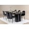 Olivia spisebordss�t bord 100x210cm og 6 velour stole sort.