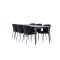 Ellis eethoek tafel 85x230cm en 6 teddy stoelen zwart.