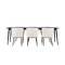 Ellis eethoek tafel 85x230cm en 6 boucl� stoelen zwart.