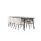 Ellis eethoek tafel 85x230cm en 6 boucl� stoelen zwart.