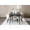 Ellis eethoek tafel 85x230cm en 6 boucl� stoelen zwart.