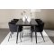 Ellis eethoek tafel 85x230cm en 6 fluwelen stoelen met armleuningen zwart.