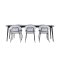 Ellis eethoek tafel 85x230cm en 6 boucl� stoelen zwart.