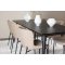 Ellis eethoek tafel 85x230cm en 6 boucl� stoelen zwart.