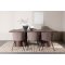 Olivia eethoek tafel 100x210cm en 6 fluwelen stoelen met armleuningen mocca.