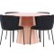 Lanzo Essgruppe Tisch Ø120cm und 4 Stühle peach, schwarz.