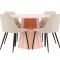 Lanzo Essgruppe Tisch Ø120cm und 4 Stühle peach, beige.