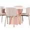 Lanzo Essgruppe Tisch Ø120cm und 4 Stühle peach, beige.