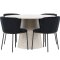 Lanzo Essgruppe Tisch Ø120cm und 4 Stühle beige, schwarz.