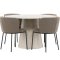 Lanzo Essgruppe Tisch Ø120cm und 4 Stühle beige, braun.
