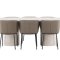 Narvik eethoek tafel 100x200cm en 6 stoelen beige, bruin.