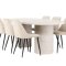 Narvik eethoek tafel 100x200cm en 6 stoelen beige.