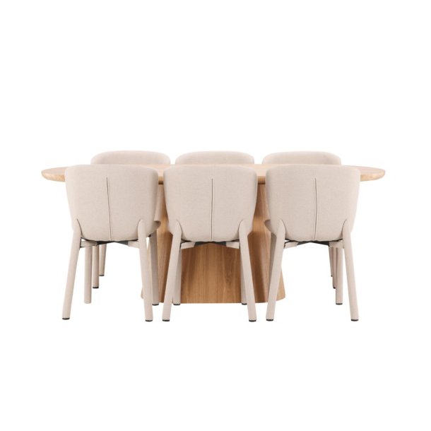 Stj�rn� matgrupp bord 90x200cm och 6 stolar natur, beige.