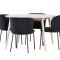 Flora Essgruppe Tisch Ø120cm und 4 Stühle whitewash, schwarz.
