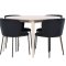 Flora Essgruppe Tisch Ø120cm und 4 Stühle whitewash, schwarz.