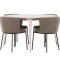 Flora Essgruppe Tisch Ø120cm und 4 Stühle whitewash, braun.