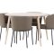 Flora Essgruppe Tisch Ø120cm und 4 Stühle whitewash, braun.