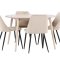 Flora Essgruppe Tisch Ø120cm und 4 Stühle whitewash, beige.